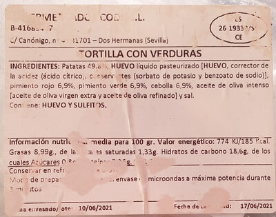 Tortilla con verduras