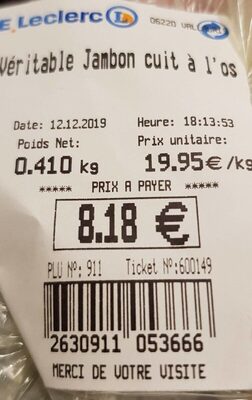 Véritable jambon cuit à  l'os