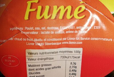 Poulet Fumé ingredients label