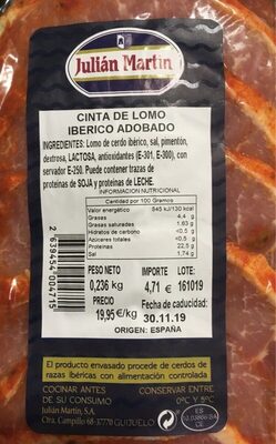 Cinta de lomo ibérico adobado