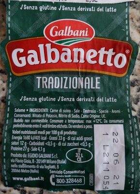 Galbanetto Tradizionale front packaging