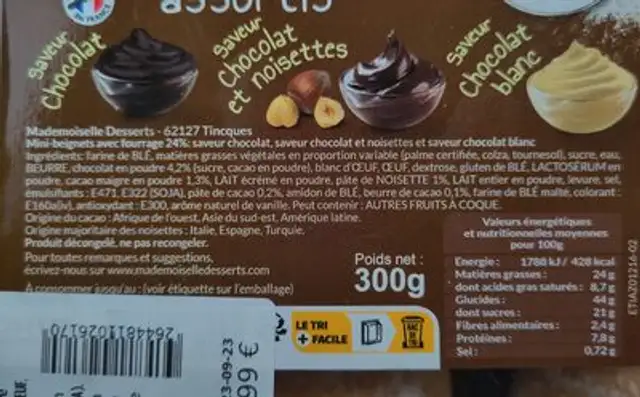 mini-beignets assortis ingredients label