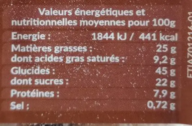 mini-beignets assortis nutrition facts table