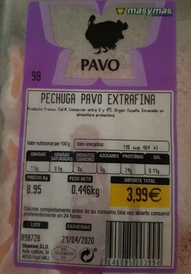 Pechuga de pavo extra fina