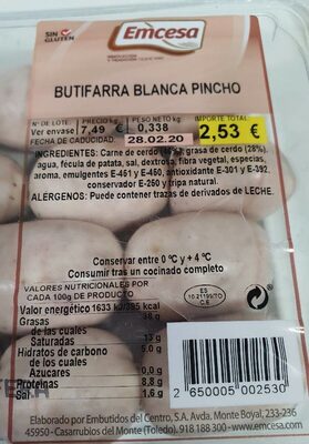 Butifarra blanca pincho