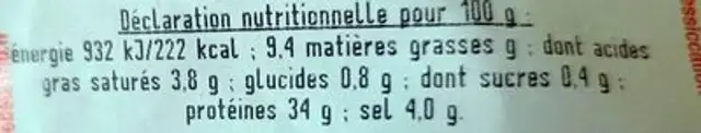 Lonzo de l'île de beaute nutrition facts table