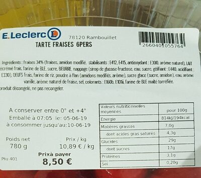 Tarte fraise 6 personnes front packaging