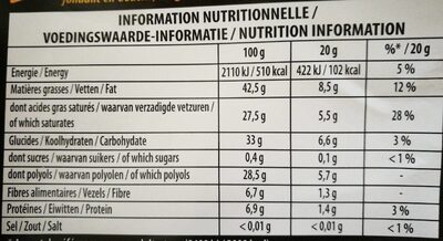 Ligne gourmande noir 70% nutrition facts table