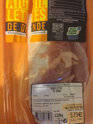 Aiguillettes de dinde front packaging