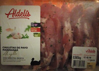 Chuletas de pavo marinadas front packaging