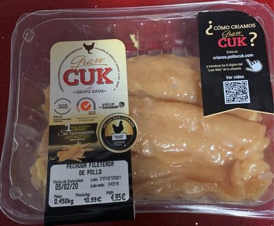 Pechuga fileteada de pollo