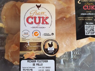 Pechuga fileteada de pollo