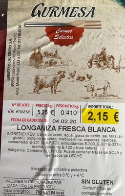 Longaniza fresca blanca