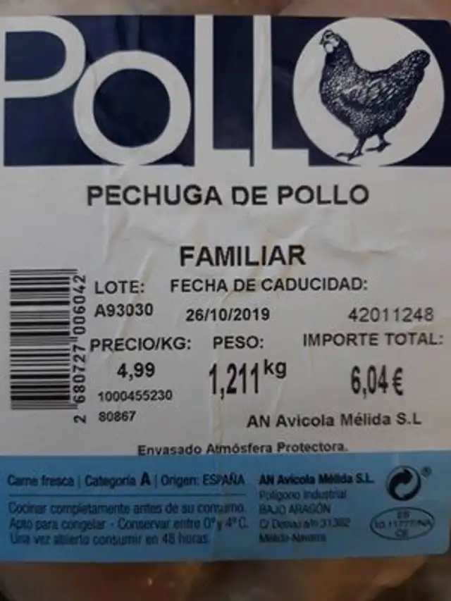 Pollo nutrition facts table