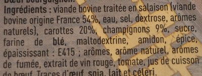 Boeuf Bourguignon ingredients label