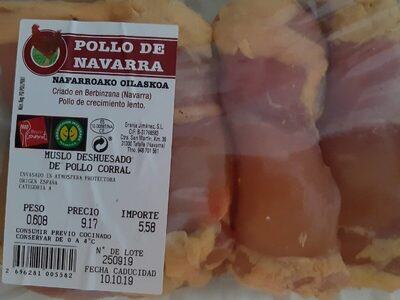 Muslo deshuesado de pollo corral front packaging