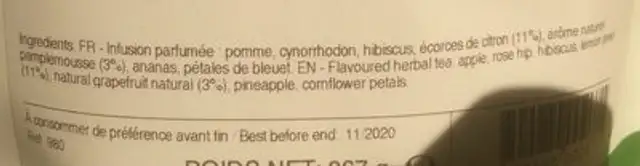 Jardin andalou ingredients label