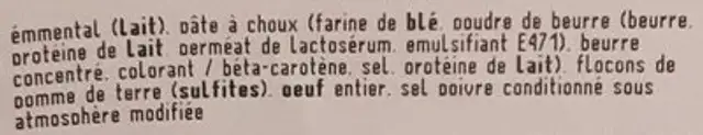 Gougères ingredients label