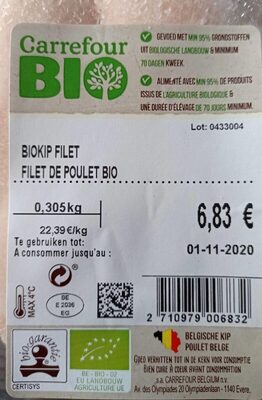 Filet de poulet bio front packaging