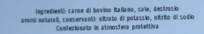 Bresaola origine italiana ingredients label