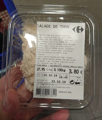 Salade de thon nutrition facts table