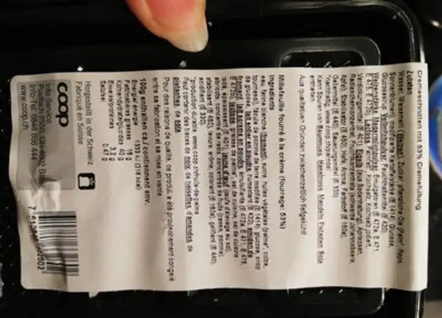 Millefeuille Coop nutrition facts table