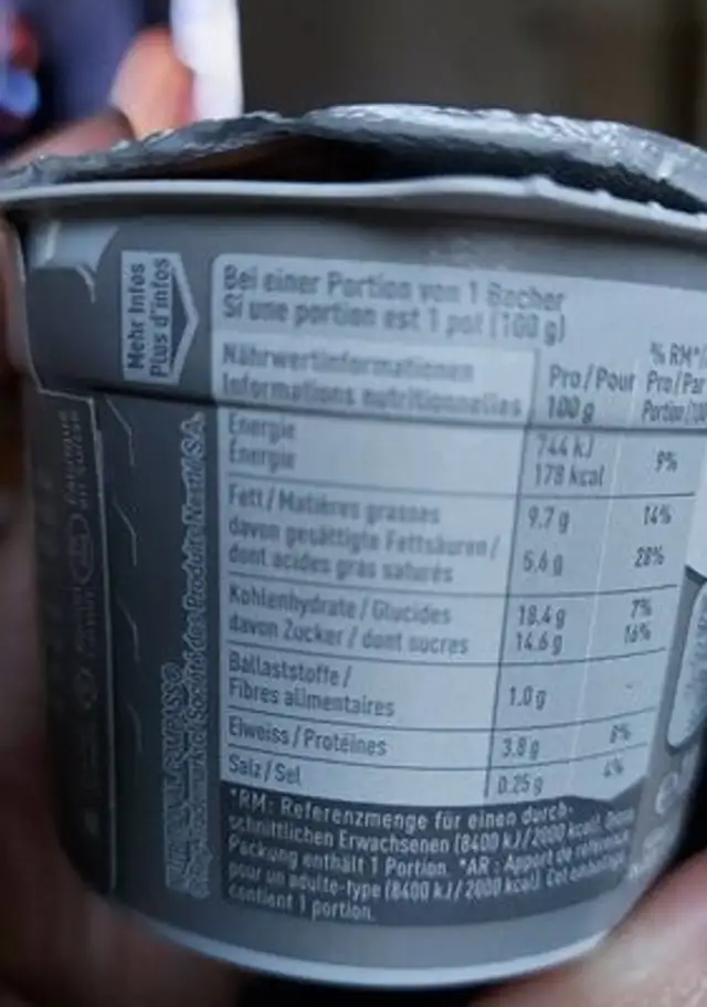 Dessert crème chocolat noir nutrition facts table