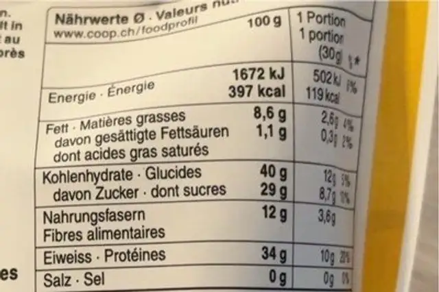Protein shake banane&vanille nutrition facts table