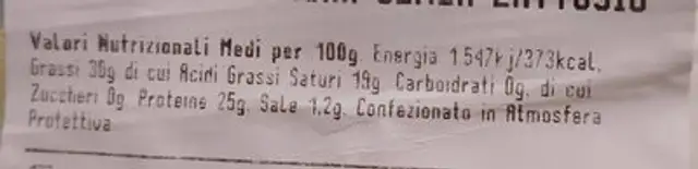 Caciotta di pecora senza lattosio nutrition facts table
