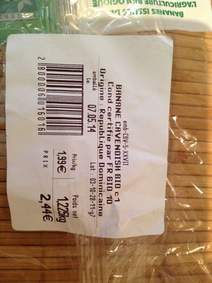 Banane cavendish bio front packaging