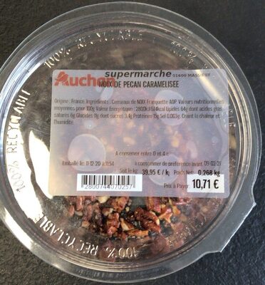 Noix de pecan caramelisée front packaging