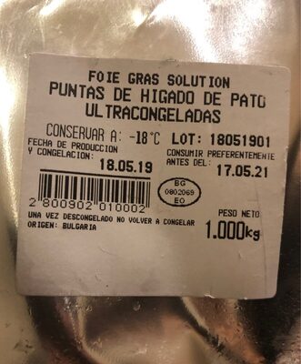 Foie gras solution puntas de higado de pato ultracongeladas