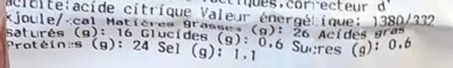 Scamorza fumée filée nutrition facts table