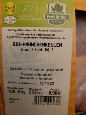 Bio-Hähnchenkeulen, frisch
