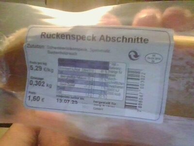 Rückenspeck Abschnitt