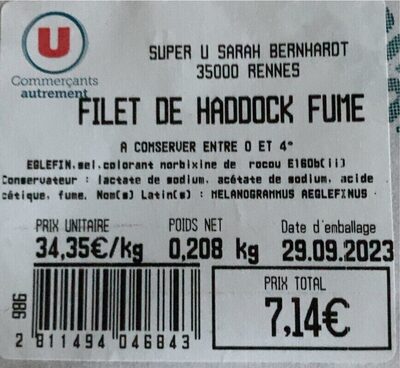 Filet de haddock fume