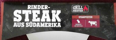 Rindersteak, mariniert mit Steakpfeffer front packaging