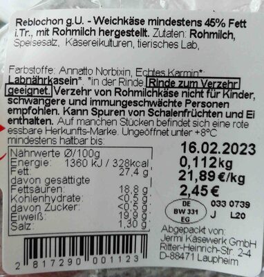 Reblochon, 45 % Fett i. Tr.