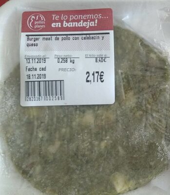 Burguer de pollo y calabacín y queso