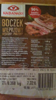 Boczek wieprzowy wędzony parzony