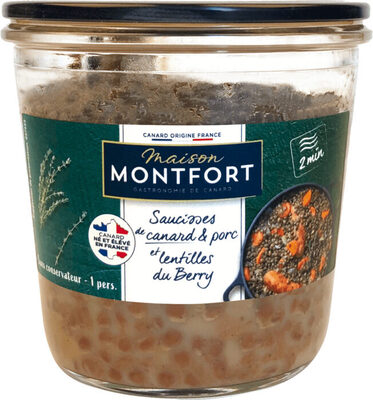 Saucisses de canard et porc et lentilles du Berry front packaging