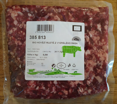 bio hovězí mleté z výzrálého masa front packaging