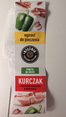 Kurczak z boczkiem wieprzowym wędzonym, w marynacie