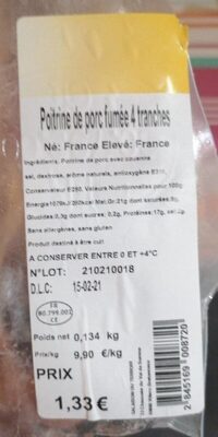 Poitrine de porc fumée tranche