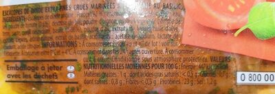 Escalopes de dinde tomate & basilic nutrition facts table