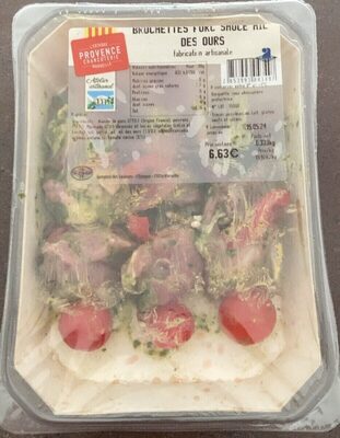 Brochettes Porc. Sauce Ail des Ours