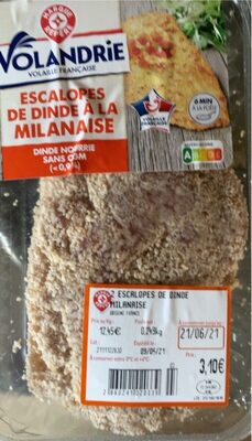 Escalope de dinde milanaise front packaging