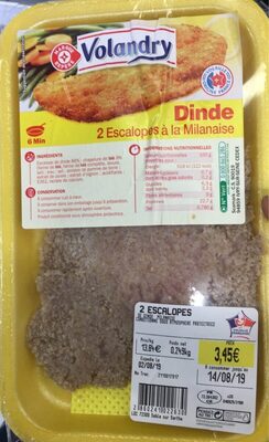 Escalopes de dinde a la Milanaise front packaging