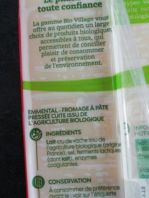 Emmental ingredients label