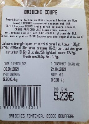Brioche coupée